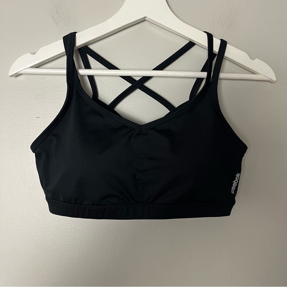 Reebok Black Strappy Padded Sports Bra